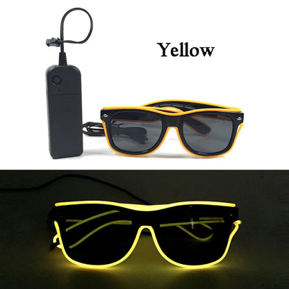 1PC Light Up LED Glasses Glow Sunglasses EL Wire Neon Glasses Glow in The Dark Party Supplies Neon Party Favors for Adults