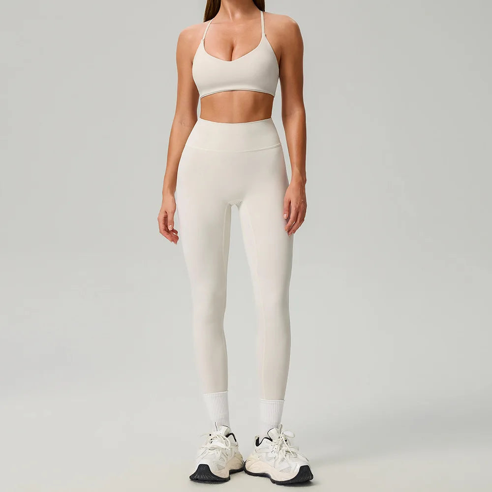 Fitness Suit 2PCS Women Tracksuit Sports Zipper Long Sleeve Yoga Set Gym Clothes Flared Pants Sportswear Female Workout Clothes