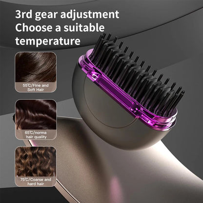 Mini Beard Straightener Wireless Hair Straightener Comb Electric Hair Brushes Lightweight Hair Straightener Brush for Travel
