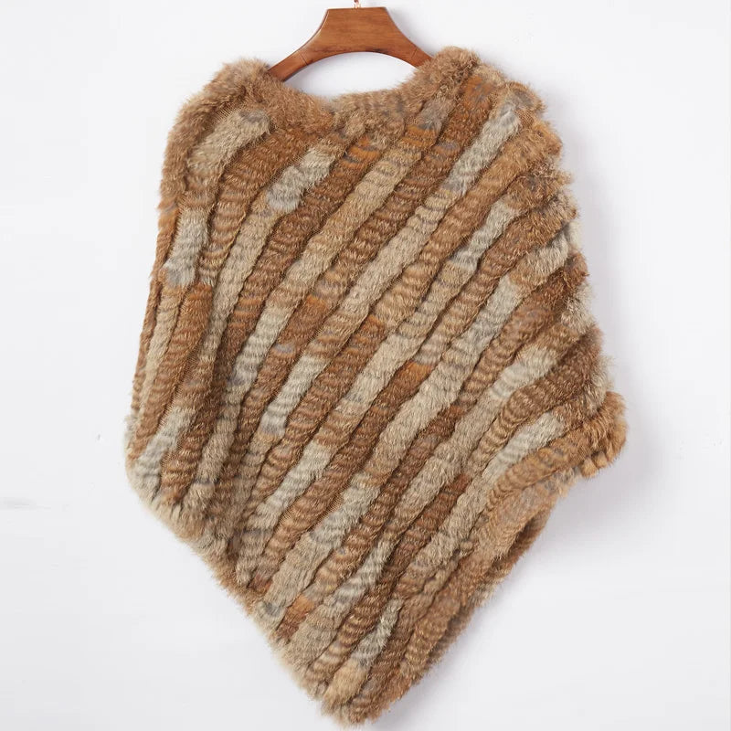 Women's Real Rabbit Fur Poncho Vest Natural Leather Winter Jacket Wrap Coat Shawl  Wedding Party Knitted Fur Vest Wholesale