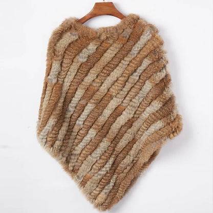 Women's Real Rabbit Fur Poncho Vest Natural Leather Winter Jacket Wrap Coat Shawl  Wedding Party Knitted Fur Vest Wholesale
