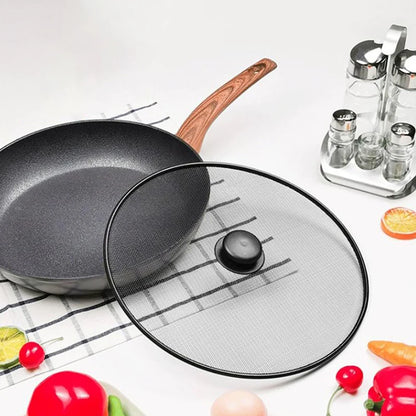 Anti Splash Cover Kitchen Tool Black Splash Screen Anti Oil Pan Oil Splash Cover Fine Hole Button Handle Explosion-proof Cover