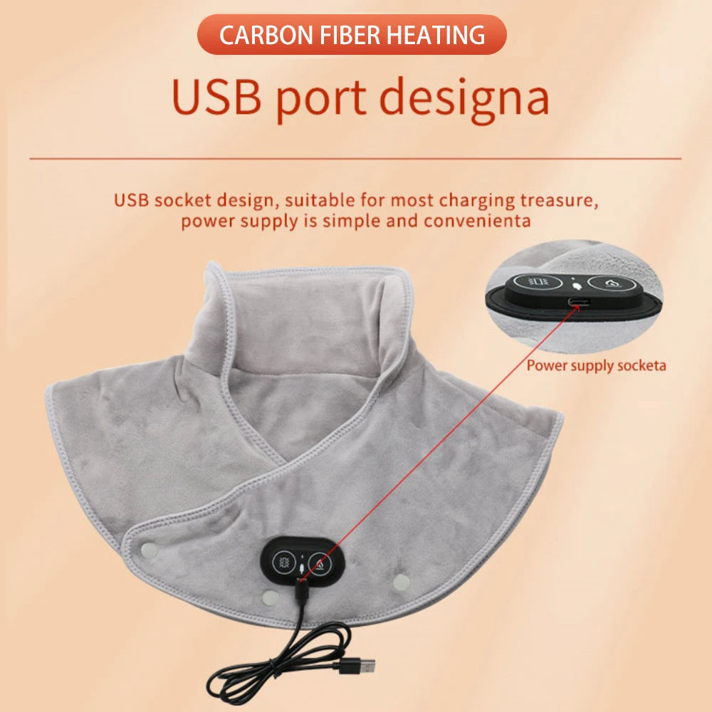 Electric Heating Shoulder Neck Pad Massager Three Gear Hot Compress Cervical Shawl Warmer for Heated Scarf Best Back Relax Brace