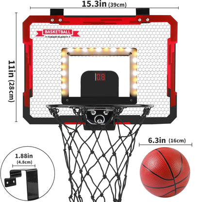 Indoor Kids Basketball Hoop, Dunkable Mini Basketball Hoop Over-the-Door, Teen Gift Toy, Halloween/Christmas/Thanksgiving gifts