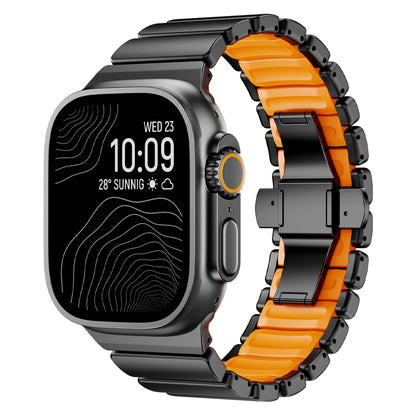 Titanium Fluororubber Strap for Apple Watch Ultra 4 3 2 49mm Series 12 11 10 46mm Magnetic Band for Iwatch 9 8 7 45mm 6 SE3 44mm