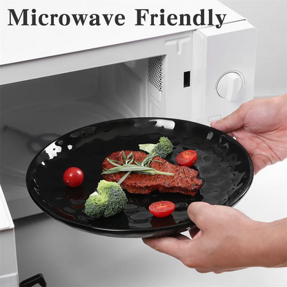 11 Inch Ceramic Plate Black Noble Elegant Hammered 6-piece Set For Parties Family Dinners