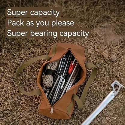 Camping Tools Storage Bag Large Capacity Cylinder Tent Stake Bag Lightweight Tent Peg Ground Nail Holder Bag for Outdoor Camping