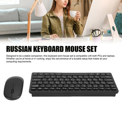 Russian Keyboard Mouse Set 78 Keys Slim 2.4G Wireless Keyboard and Mouse Combo for PC Laptop