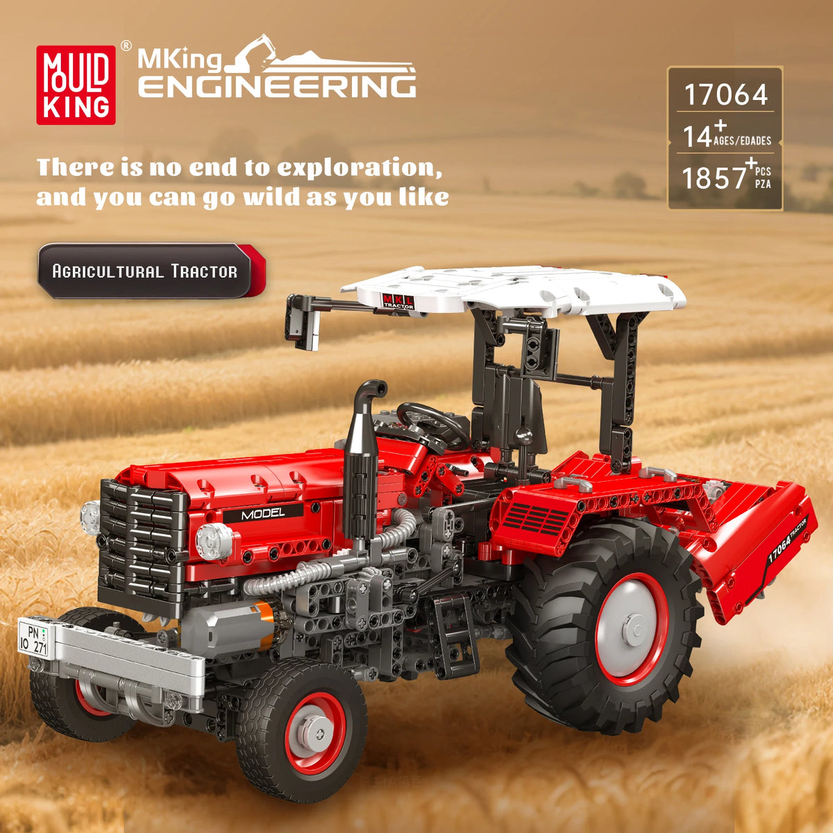 Mould King 17064 Farm Tractor Building-Blocks Set, RC High-Tech Tractor with 6 Motors Farming Vehicles Kids Truck Gift (1857PCS)