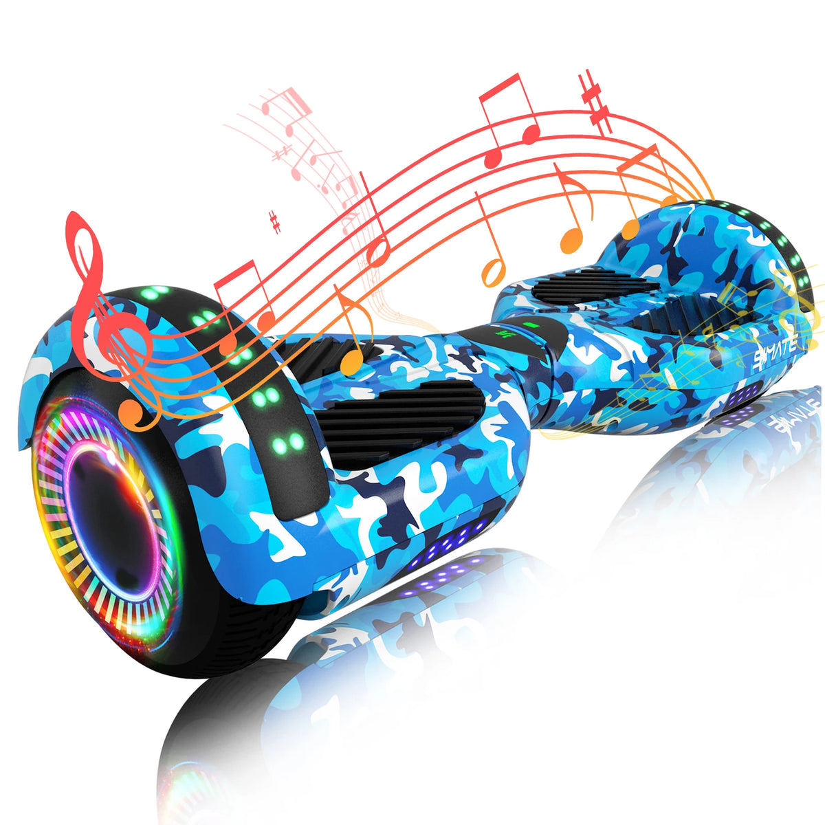 SIMATE P6 Hoverboard, 6.5" Self Balancing Scooter, All Terrain Hover Boards with Bluetooth, APP Control and LED Lights for Kids Adults