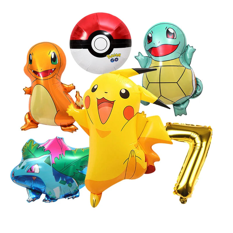 Pikachu Cartoon Balloon Garland Kit Lightning Foil Balloons Kids Birthday Party Supplies