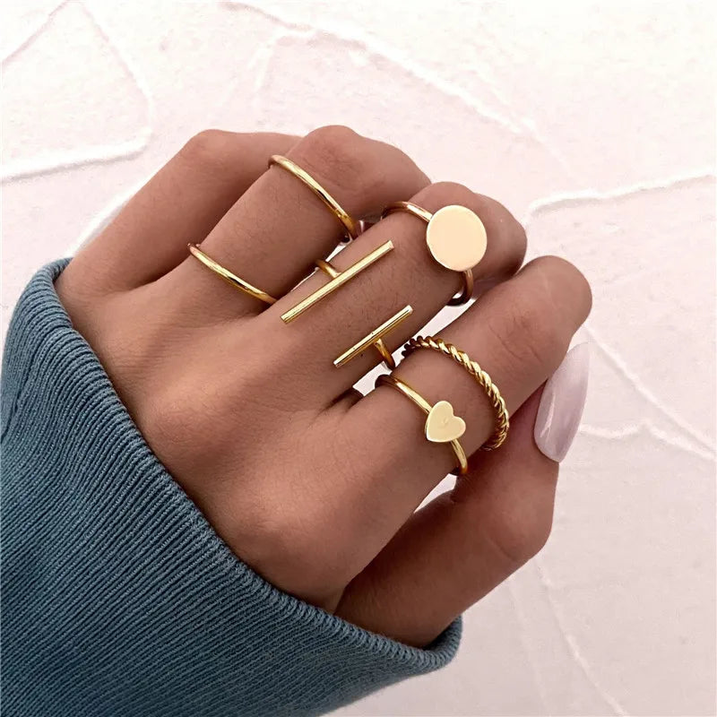 Silver Color Crystal Rings Set for Women, Cubic Zirconia Moon Arrow Flower Heart Finger Wedding Rings, Female Fashion Jewelry