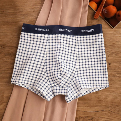 1/3PCS 95% Cotton Soft Boxers Striped/Dot/Plaid Knit Man Underwear Autumn Breathable Antibacterial 3D Mesh Crotch Men's Panties