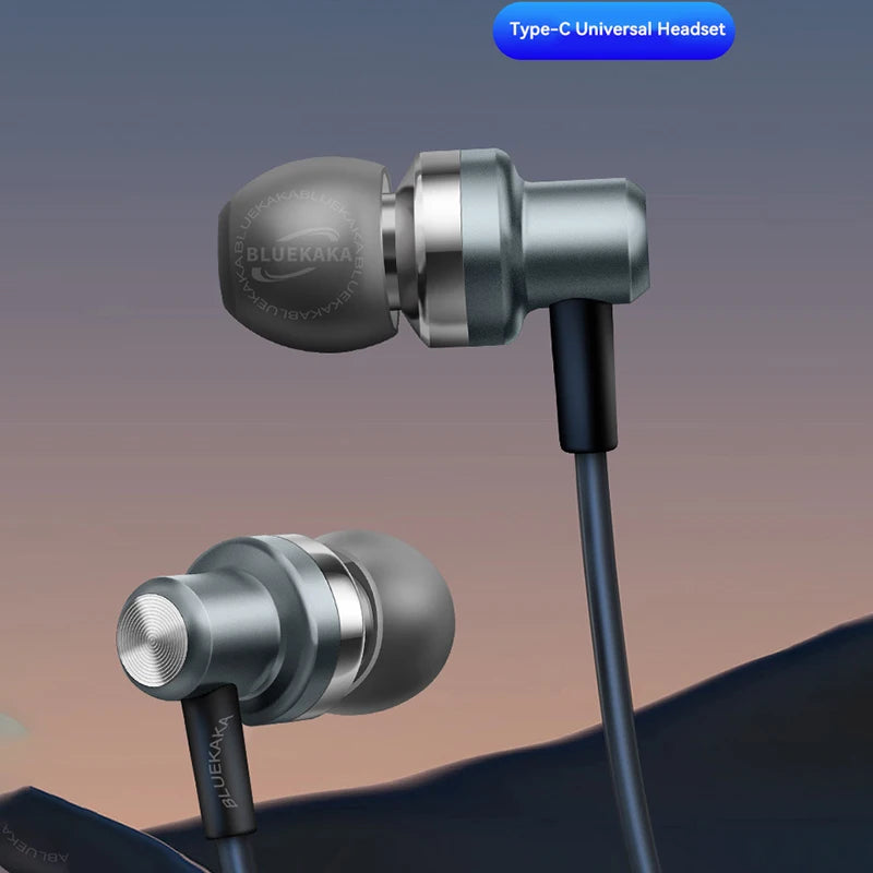 9D HIFI Heavy Bass Gaming Headphones Type-C Digital Chip Metal Magnetic Music Earbuds with Microphone In-Ear Headphone Universal