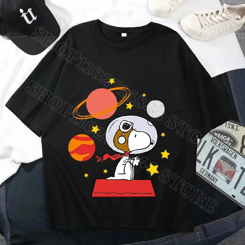 Snoopys Men Women Summer Clothes Adult Cotton Shirts Cartoon Anime Graphic Print Tops Cool Comfortable Shirt Birthday Party Gift