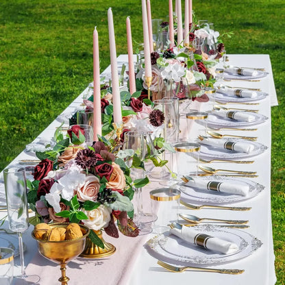350PCS Gold Plastic Plates - Gold Plastic Dinnerware Sets for 50 Guests - 100 Disposable Plates, 150 Silverware, 50 Cups, 50 Nap