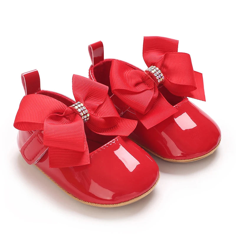 Cute Princess Baby Shoes Spring and Autumn Edition Butterfly Bow Decoration PU Soft Bottom Suitable for 0-1 Year Old Baby
