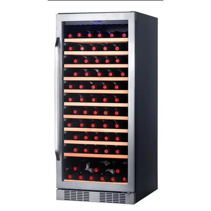 Airo ODM JG110A Electric Compact Single-Zone Stainless Steel Countertop Wine Cooler LED Display 3.0 Cu Ft Adjustable Thermostat