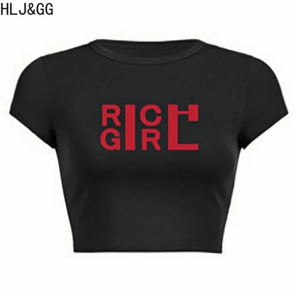 HLJ&GG Y2K Fashion Letter Print Slim Top Two Piece Sets Women O Neck Short Sleeve Crop Tshirts And Leopard Print Pants Outfits