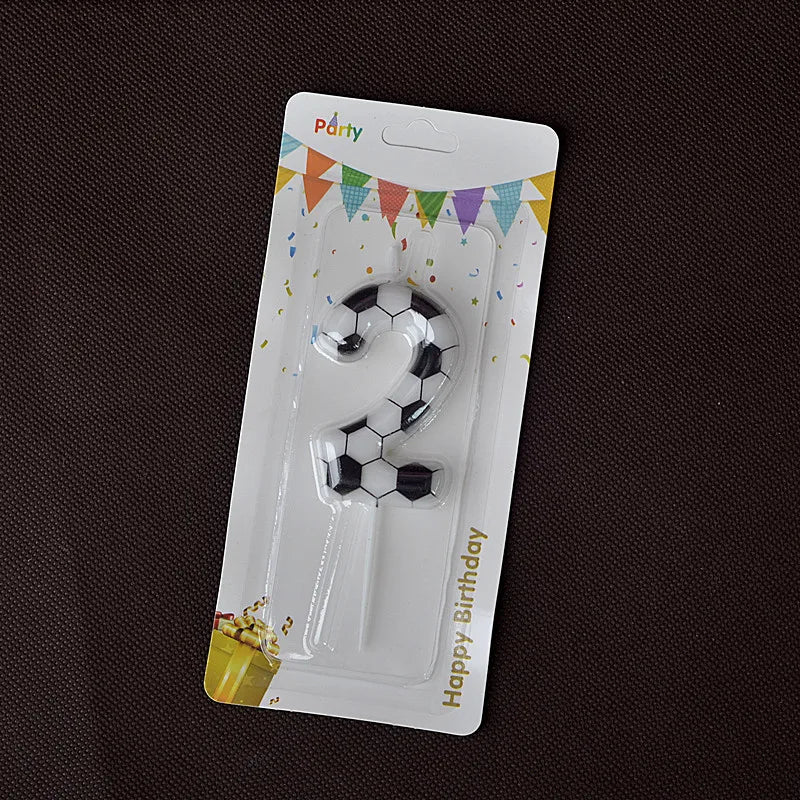 Black White Soccer Number Birthday Candle 0‑9 Football Pattern Digital Cake Topper Soccer Sports Theme Party Cake Decor Supplies