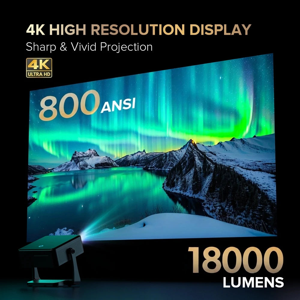 Fintex C6 Ultra Projector 4K FullHD 18000Lumen 1080P HDR10 Proyector 800 ANSI AndroidTV9.0 ASA3.0 Auto Focus Portable Projectors