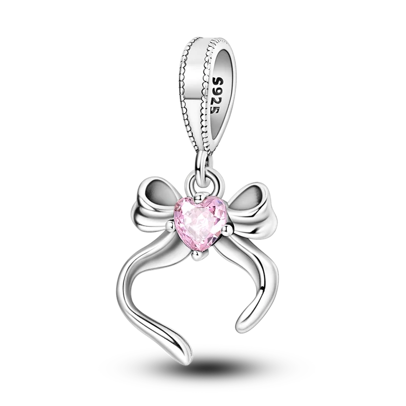 Charms Bead 925 Sterling Silver Pink Butterfly Luminous Firefly Dangle