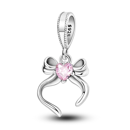 Charms Bead 925 Sterling Silver Pink Butterfly Luminous Firefly Dangle