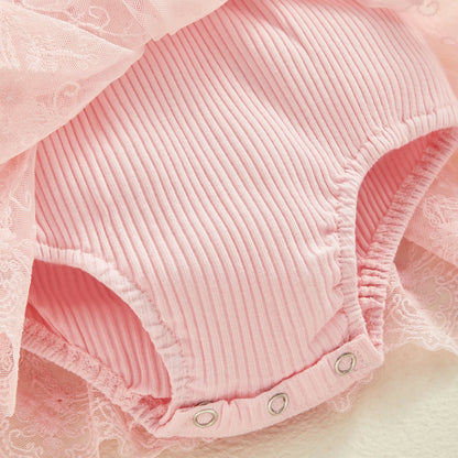 Baby Girls' Floral Romper & Headband Set | Ruffle Details & Mesh Skirt | Birthdays, Portraits & Celebrations