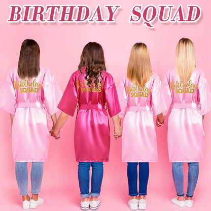 6-12Set Birthday Squad Robes Spa Party Favors for Kids Birthday Spa Party Robe for Girls Kimono Satin Robe Hot Pink Party Favor
