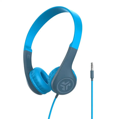 JBuddies Pop Wired Kids Headphones, Blue, Noise Isolation, Kids Safe, Volume Limiting Headphones wireless earphones ear buds