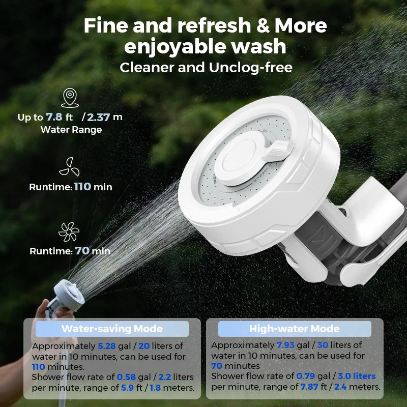 FLEXTAIL Outdoor Camping Shower Portable Without Box Electric Shower Pump IPX7 Waterproof for Outdoor Shower, Car Wash, Dishwash