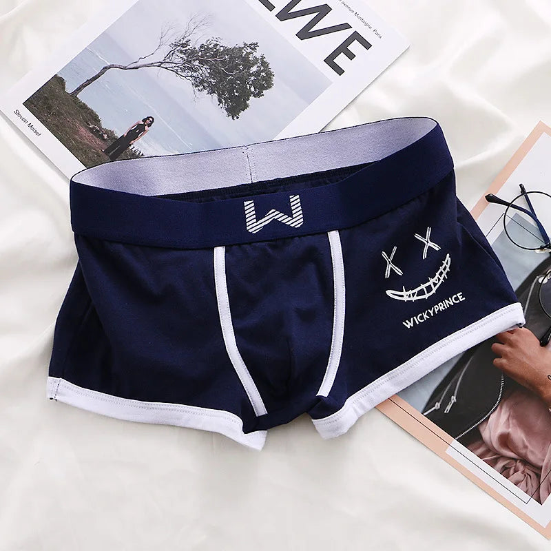1/3/4 Pcs Mens Underwear Cotton Men Boxer Panties U-convex Man Breathable Underpants Sexy Comfort Male Boy Smiling Face Boxers