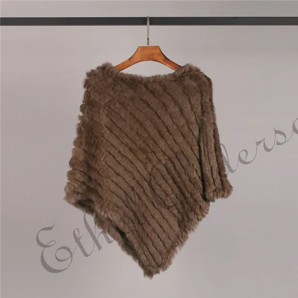 Women's Real Rabbit Fur Poncho Vest Natural Leather Winter Jacket Wrap Coat Shawl  Wedding Party Knitted Fur Vest Wholesale
