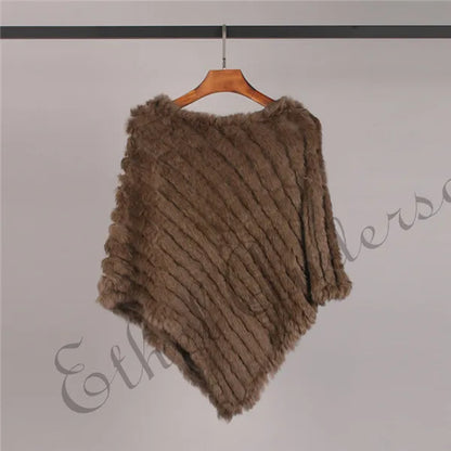 Women's Real Rabbit Fur Poncho Vest Natural Leather Winter Jacket Wrap Coat Shawl  Wedding Party Knitted Fur Vest Wholesale