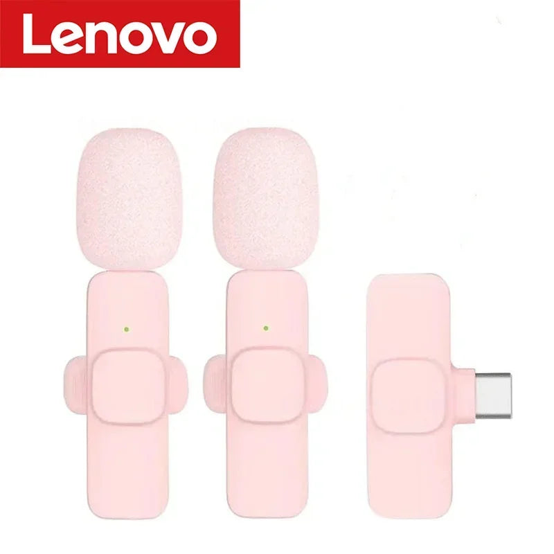 Lenovo 2026 Wireless Lavalier Microphone AI Noise Cancelling For iPhone Android Live Stream Gaming Vlog Plug & Play Receiver