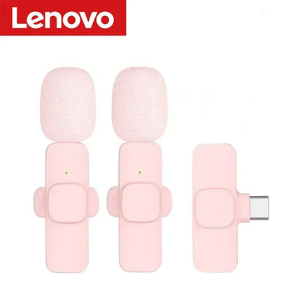 Lenovo 2026 Wireless Lavalier Microphone AI Noise Cancelling For iPhone Android Live Stream Gaming Vlog Plug & Play Receiver