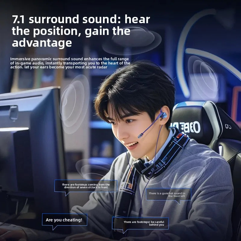 3.5mm&TypeC In-ear Headphones Wired Earphone Gamer Gaming Headphones with HD Microphone HiFi Stereo Headset for IPhone Samsung
