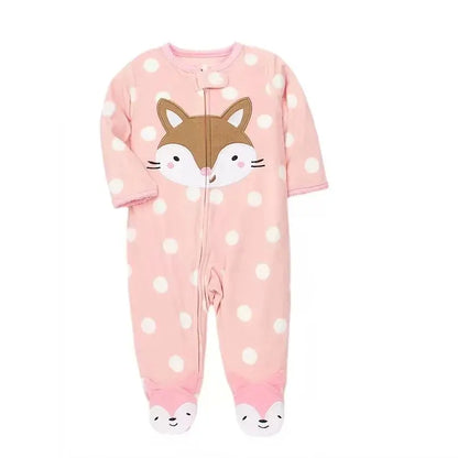 Newborn Baby Boy Girl Rompers Clothes Winter Pajamas Zipper Fleece Fall Infants Outfit Animal Jumpsuit Clothing 0 -12 Months New
