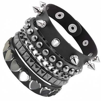 4pcs/set Gothic Punk Rock Square Rivet Bracelet Daily and Party Gothic
