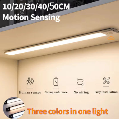 Under Cabinet Lights LED Motion Sensor Night Light Thin Rechargeable Dimmable Lamps Kitchen Cabinet Bedroom Wardrobe Lighting