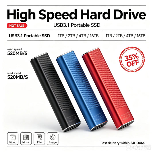 Slim Portable Mobile External SSD 16TB Hand‑Carry External Storage Hard Disk USB3.2 Type‑C Quick Transmission Portable External