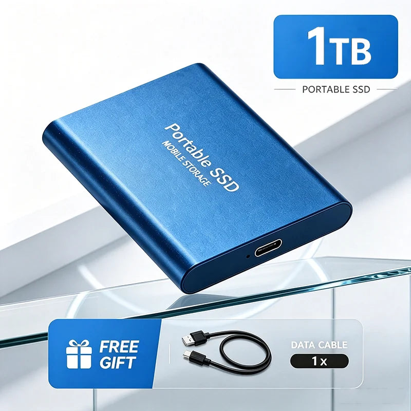 1TB Portable SSD 2TB External Hard Drive USB 3.1 High Speed Mobile Data Storage for Laptop Mac PC Compact Durable Use
