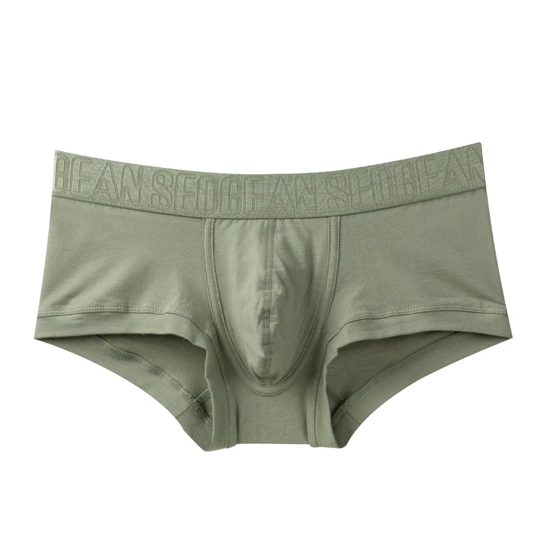 SEOBEAN Men's Breathable Cotton Boxer Shorts U-Convex Pouch Low-Waist Soft Stretch Underwear for Daily Casual & Intimate Wear