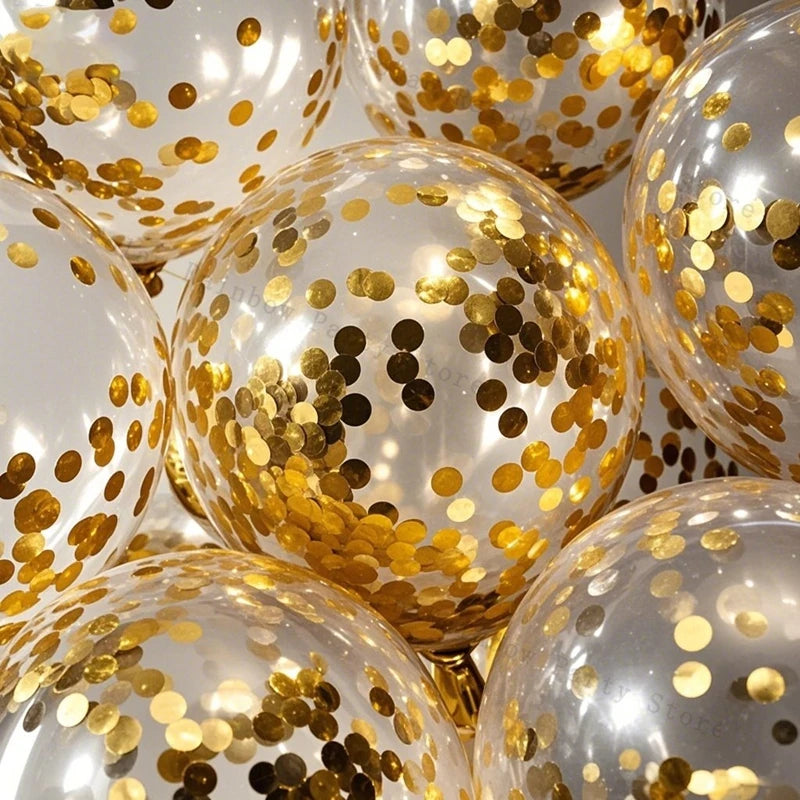 10/30/50/100Pcs 1012 Inch White Golden Balloons Pastel Ballon Golden Confetti Balloons For Birthday Weddings Anniversary Party