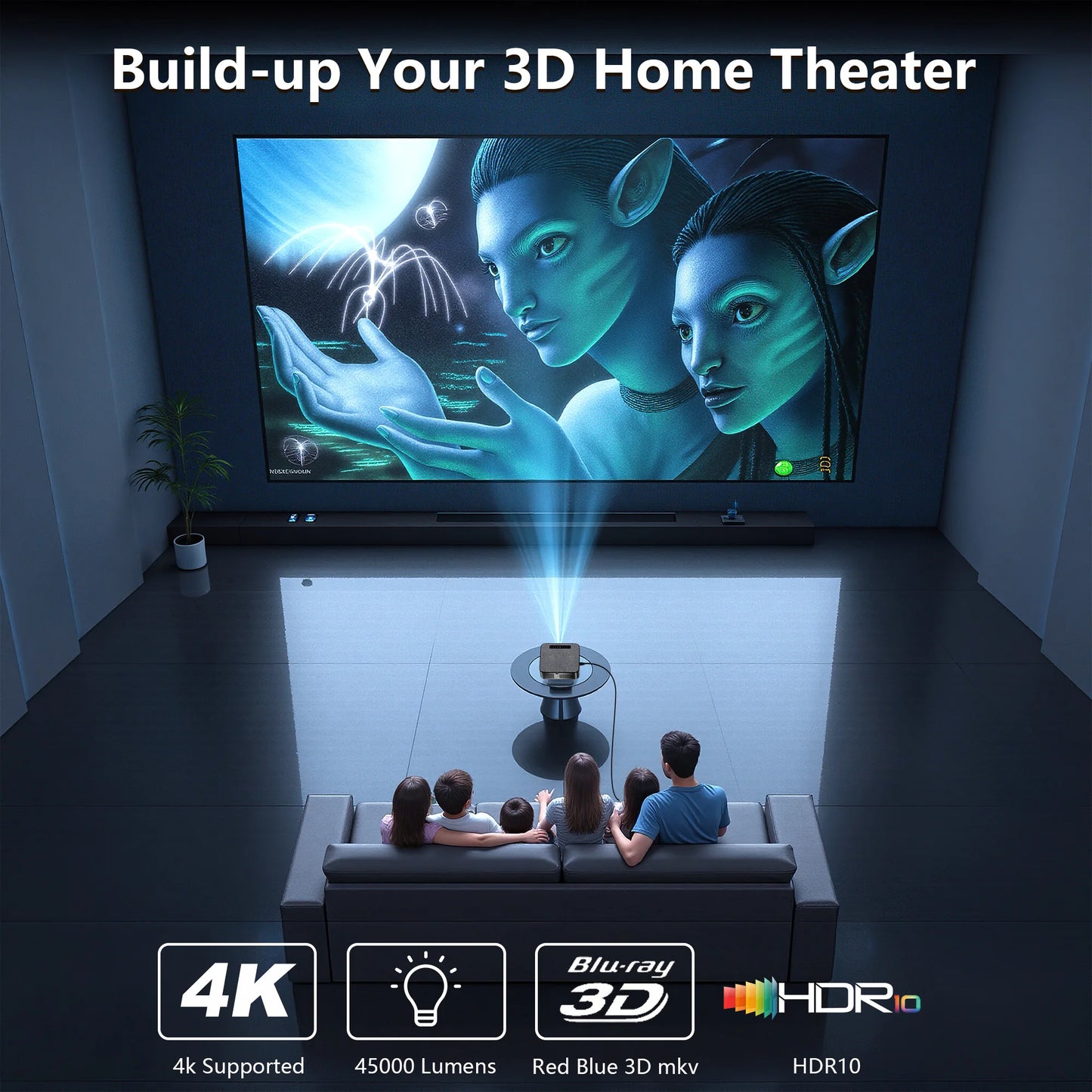 XIWBSY 45000Lumens Google TV Projector Portable Projector 4K Android 14.0 Daylight Projector 8K Video Home Theater  Projector