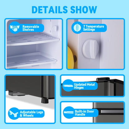 Refrigerator with Top Freezer 2.4Cu.ft Two Door Small Mini Fridge for Person Use with Egg tray, Grey