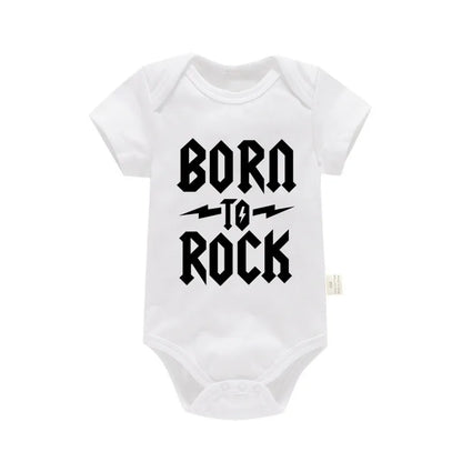 Born To Rock Newborn Baby Short Sleeve Cotton Baby Bodysuit Cute Baby Boy Clothes Jumpsuit Infant Outfit Baby Body Rock Onesie