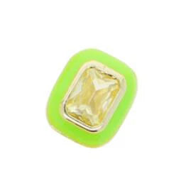 Neon Enamel Pink Heart Rectangle Charm Necklace Bling Colorful CZ Geometric CZ Beaded Tennis Cuban Chain Fashion Women Jewelry