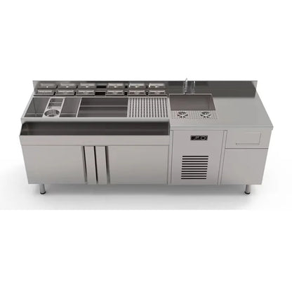 Commercial Refrigerated Workbench Stainless Steel Bar Mixing Station Wine Cabinet Water Bar Operation Table