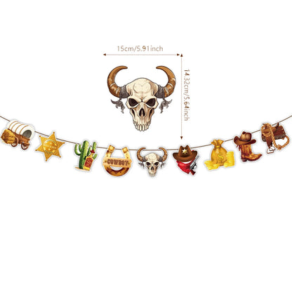 Western Party Decorations Cowboy Banner Pennant Wild West Cowboy Hanging Garland Baby Shower Western Birthday Party Supplies